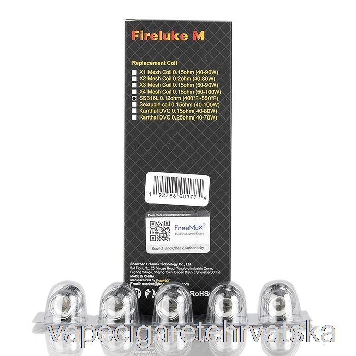 Vape Cigarete Freemax Fireluke M / Tx Mrežaste Zavojnice 0.12 Ohm Ss316l Pojedinačne Mrežaste Zavojnice